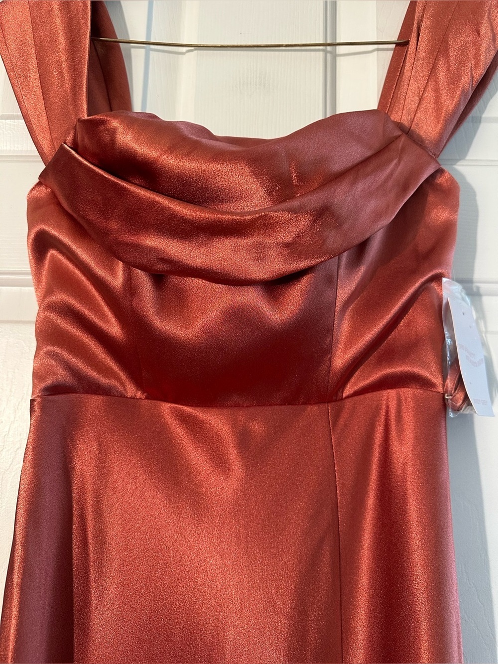 BIRDY GRAY XS Wedding Formal MIA Shiny Satin Maxi Dress Terracotta Convertible - Picture 5 of 16